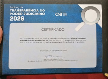Certificado recebido pelo TRE-RS