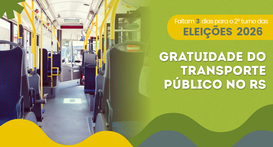 Imagem de um ônibus de transporte público, com o texto: “Faltam 3 dias para o 2º turno das Eleiç...