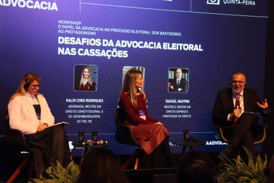 A desembargadora eleitoral Caroline Agostini Veiga foi responsável pela mediação do painel “Camp...